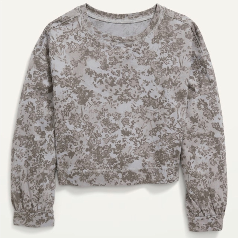 NEW Vintage Printed Cropped Long Sleeve T Shirt Gray XXL Girl’s OLD NAVY - Picture 1 of 12